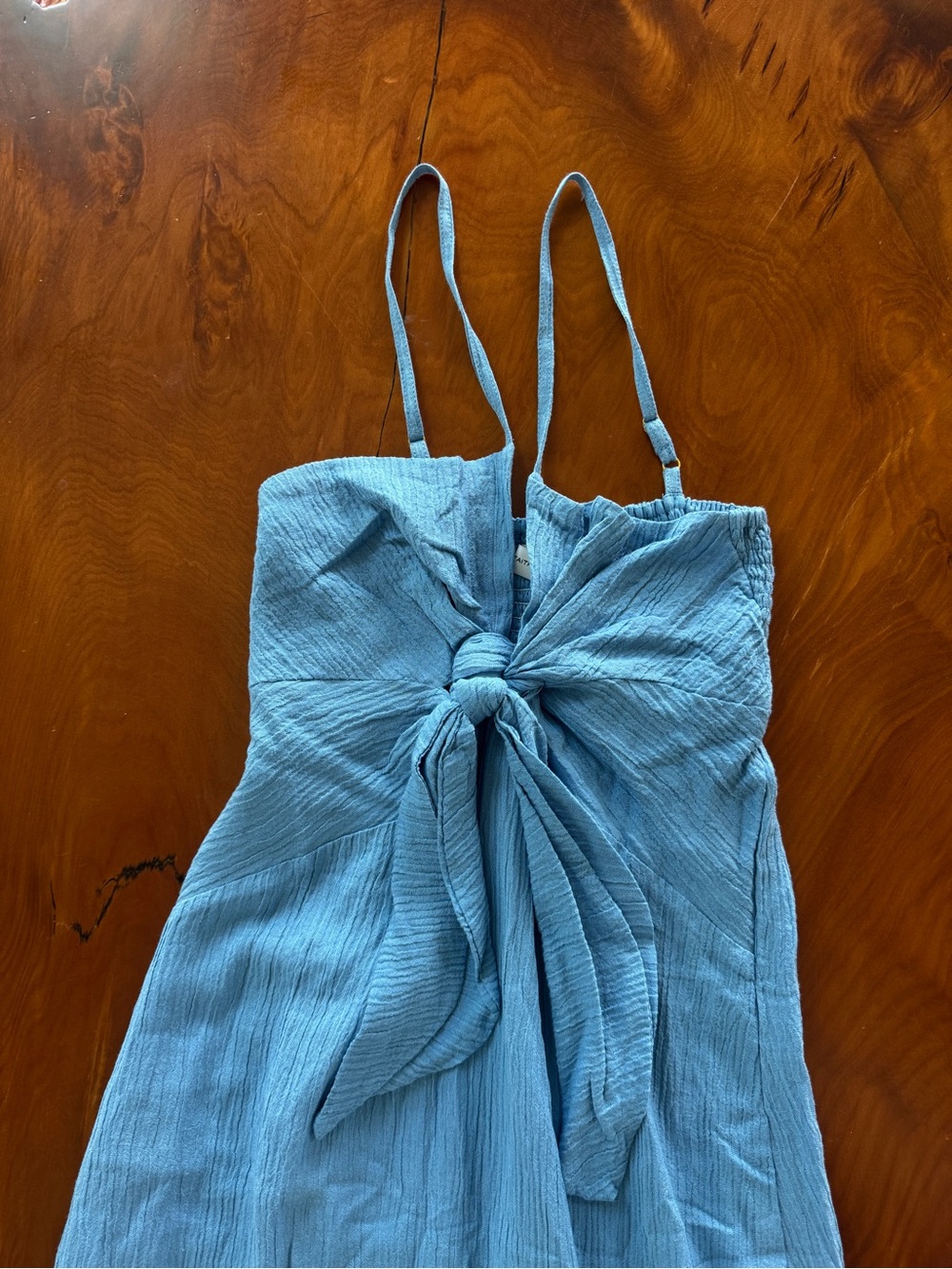 Faithfull the Brand Verona Textured Light Blue Knot-Front Maxi Dress NWT - Picture 4 of 7